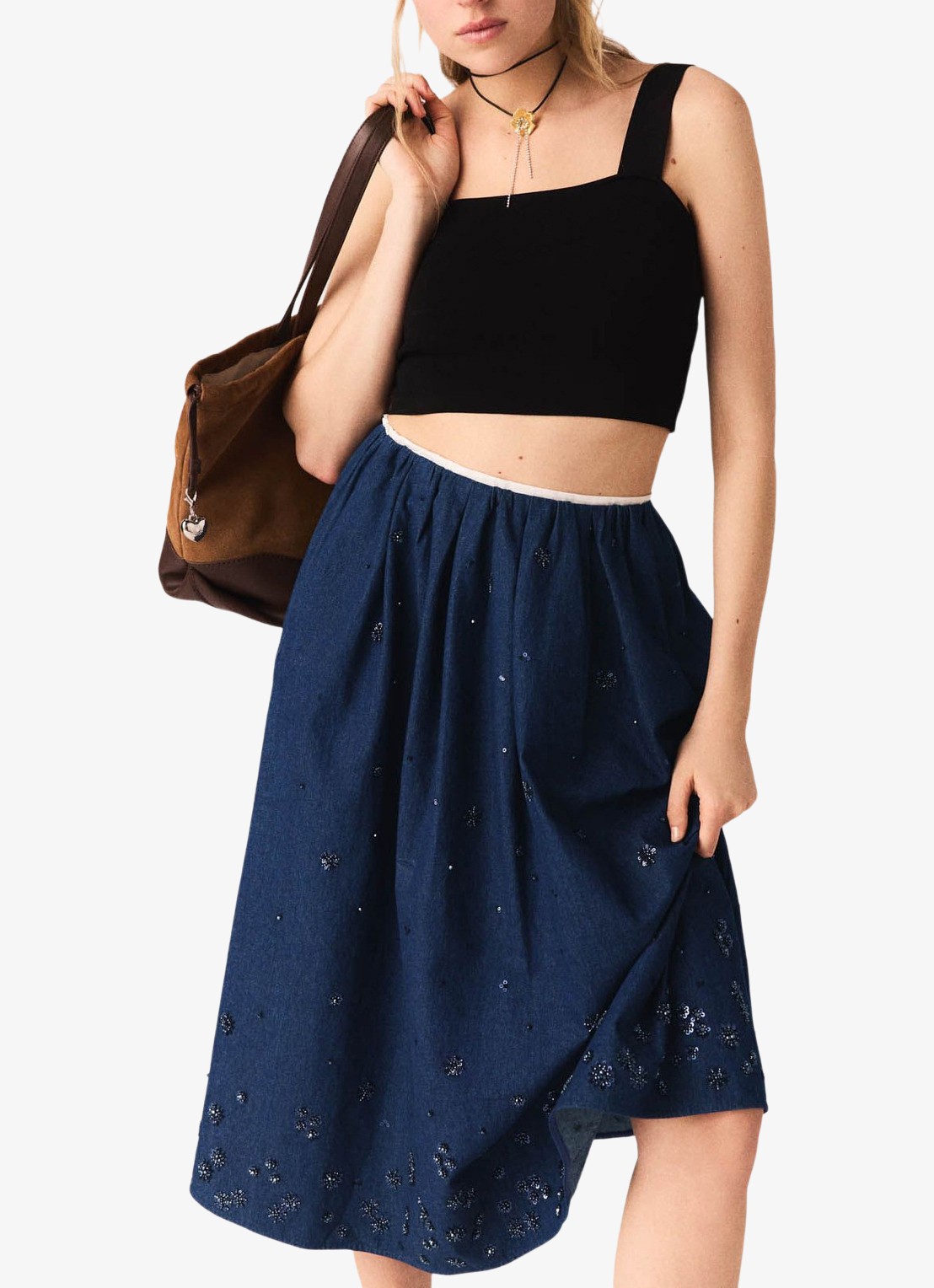 Maje Maclyna cropped tanktop met stretch - detail 5 zwart