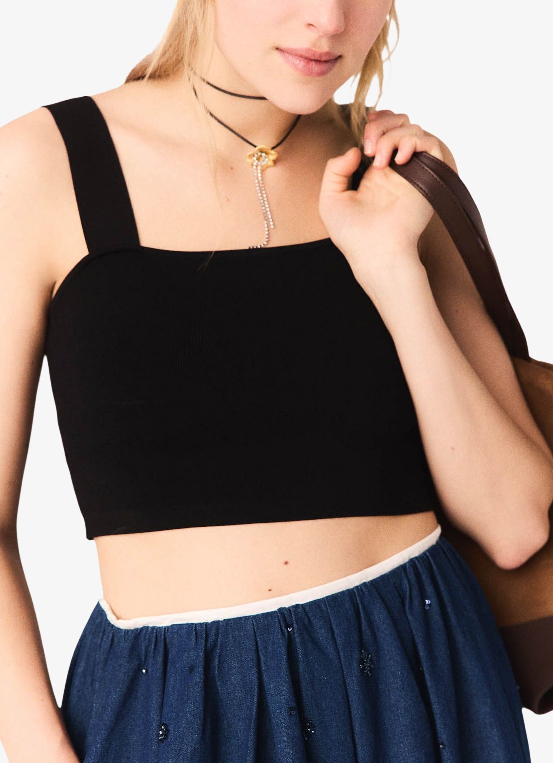 Maje Maclyna cropped tanktop met stretch - detail 6 zwart