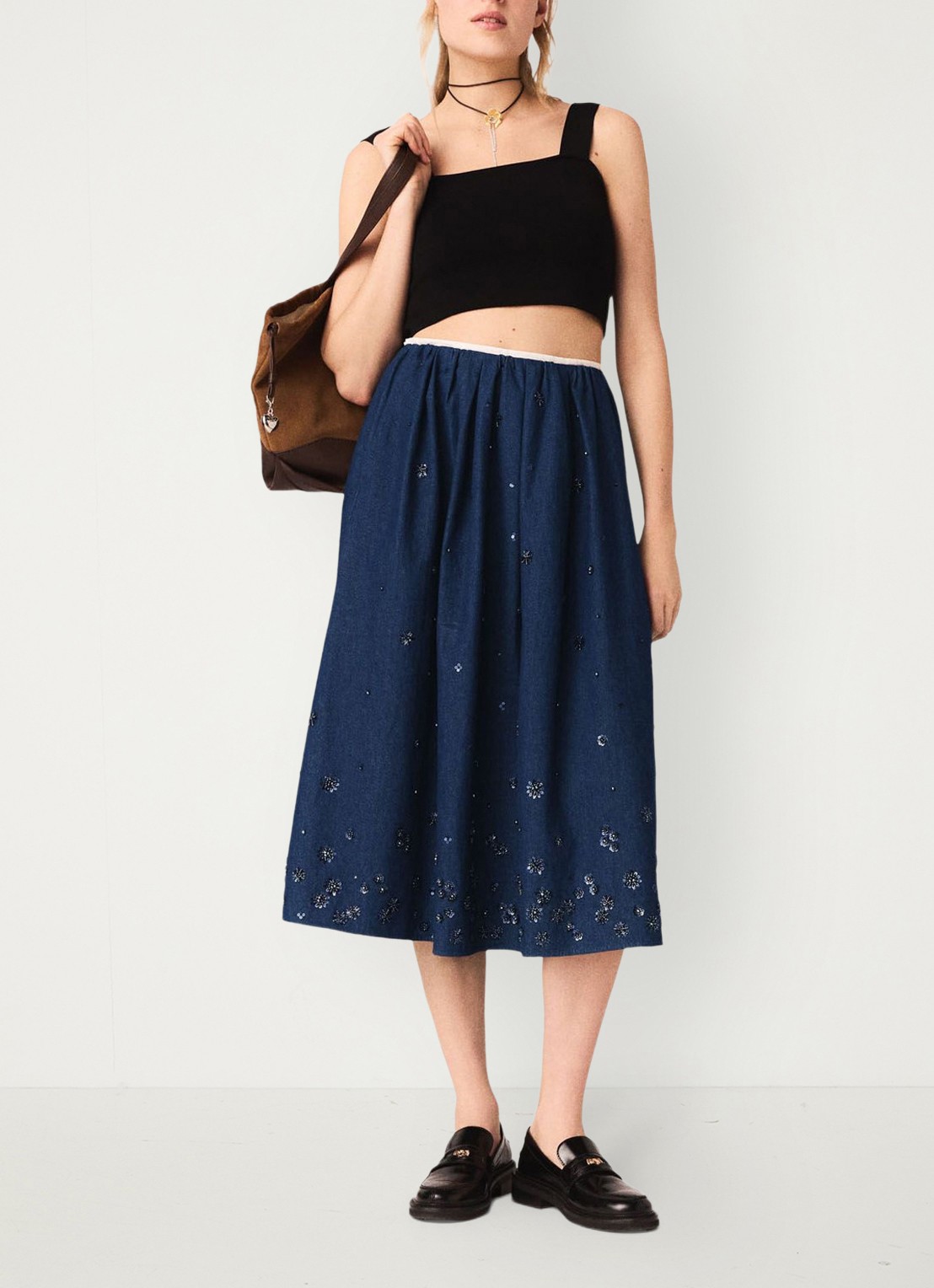 Maje Maclyna cropped tanktop met stretch - voorkant 2 zwart