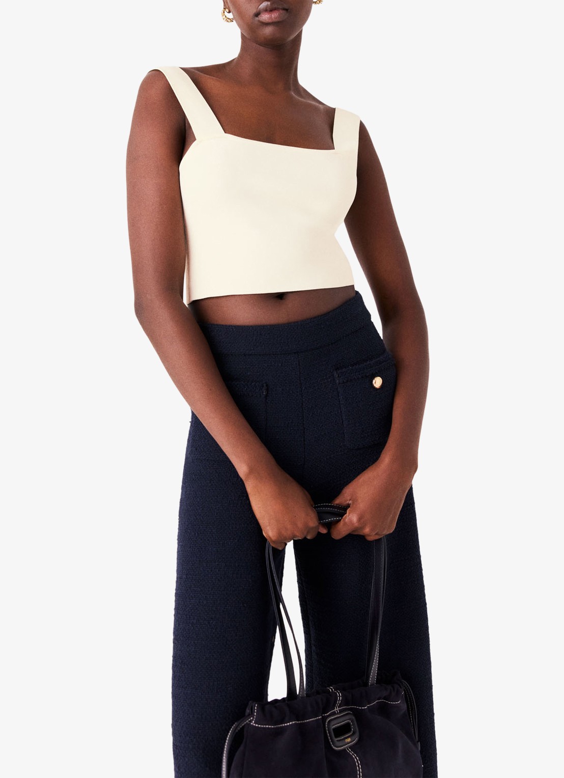 Maje Maclyna cropped tanktop met stretch - detail 3 beige