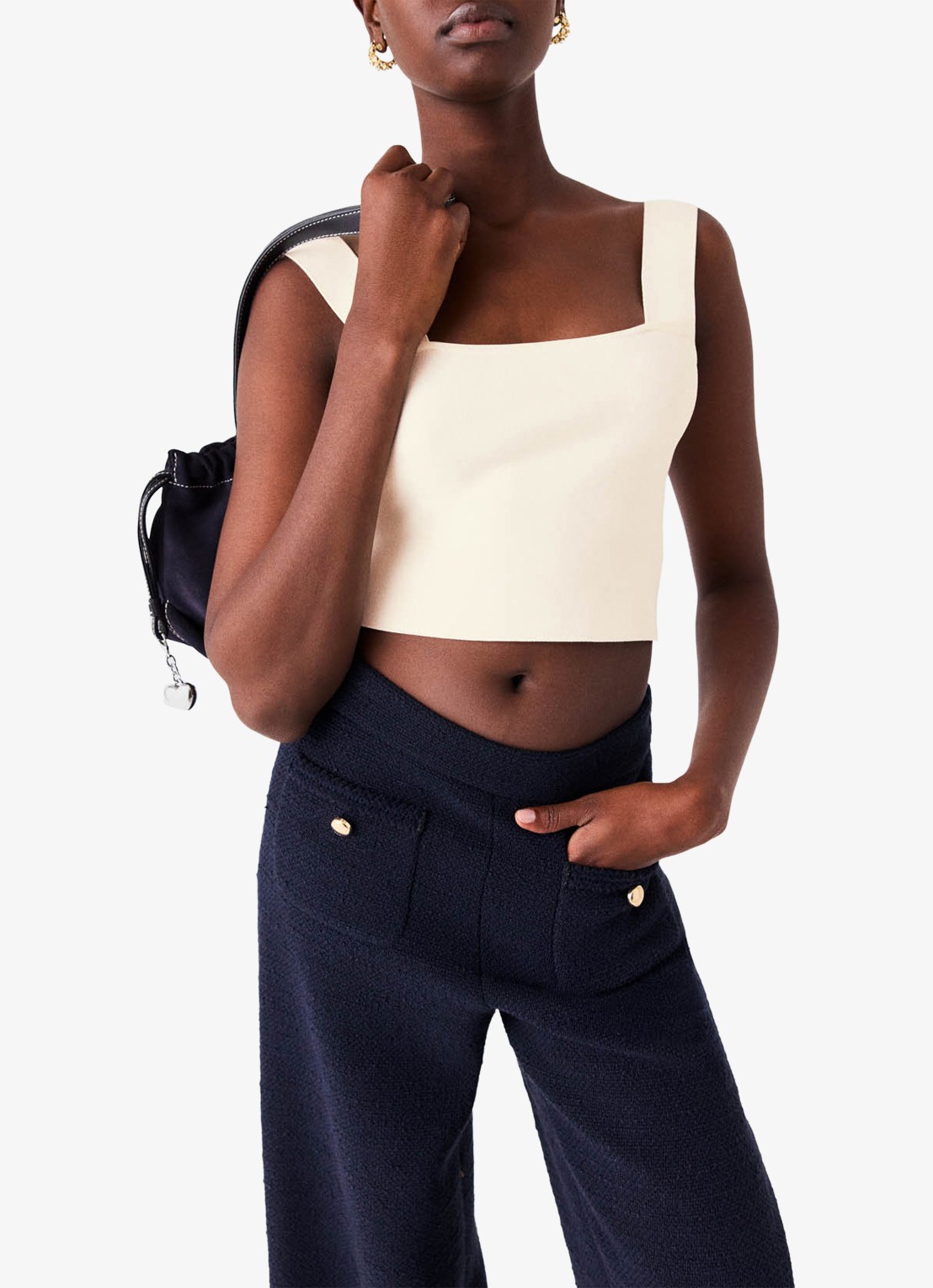 Maje Maclyna cropped tanktop met stretch - detail 4 beige