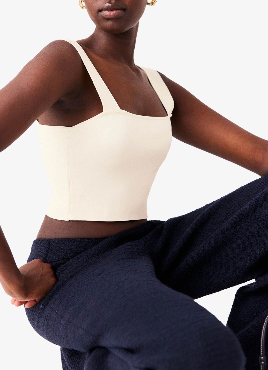 Maje Maclyna cropped tanktop met stretch - detail 5 beige