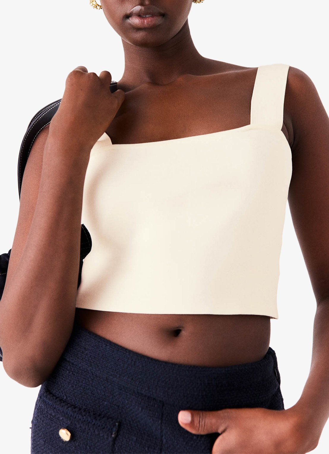 Maje Maclyna cropped tanktop met stretch - detail 6 beige