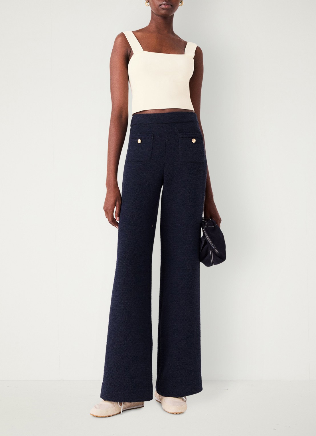 Maje Maclyna cropped tanktop met stretch - voorkant 8 beige