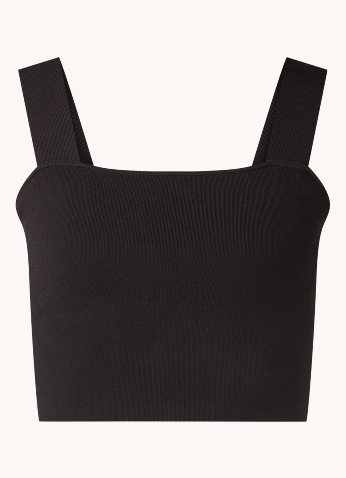 Maje Maclyna fijngebreide crop top met rechthoekige halslijn - voorkant 3 zwart