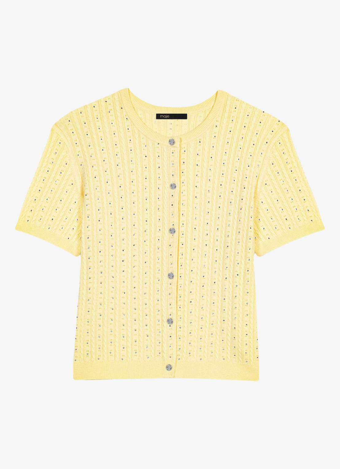 Maje Mapilo vest in zijdeblend met strass - voorkant 6 geel