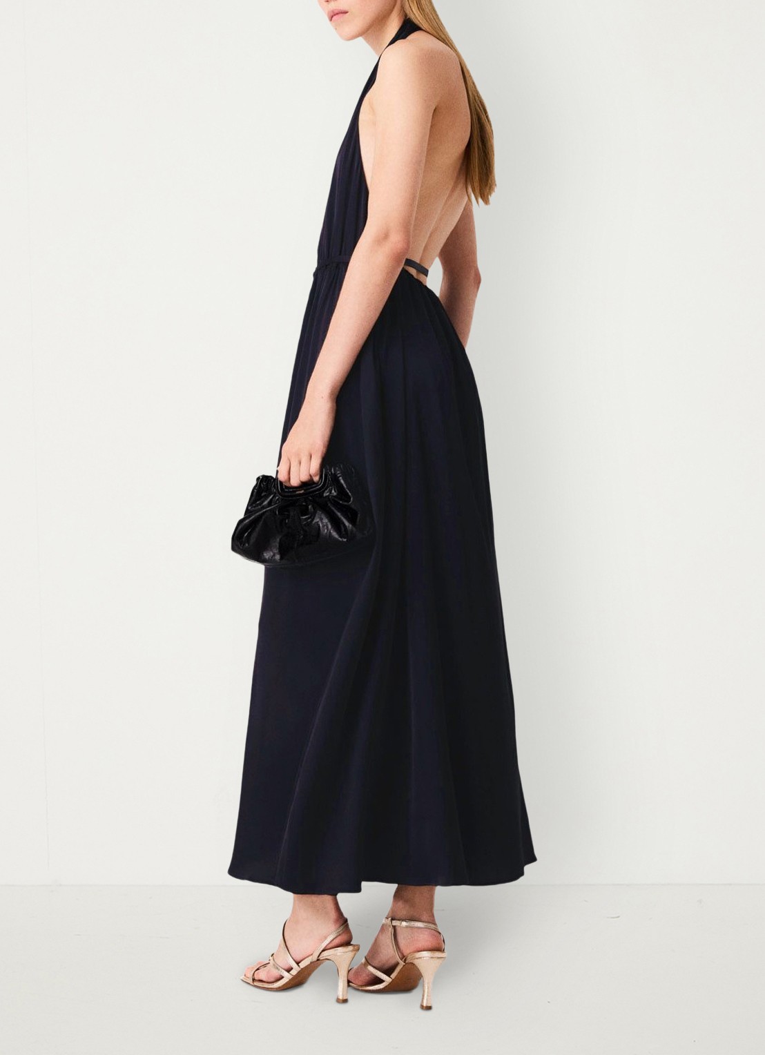 Maje Maxi halter jurk - achterkant zwart
