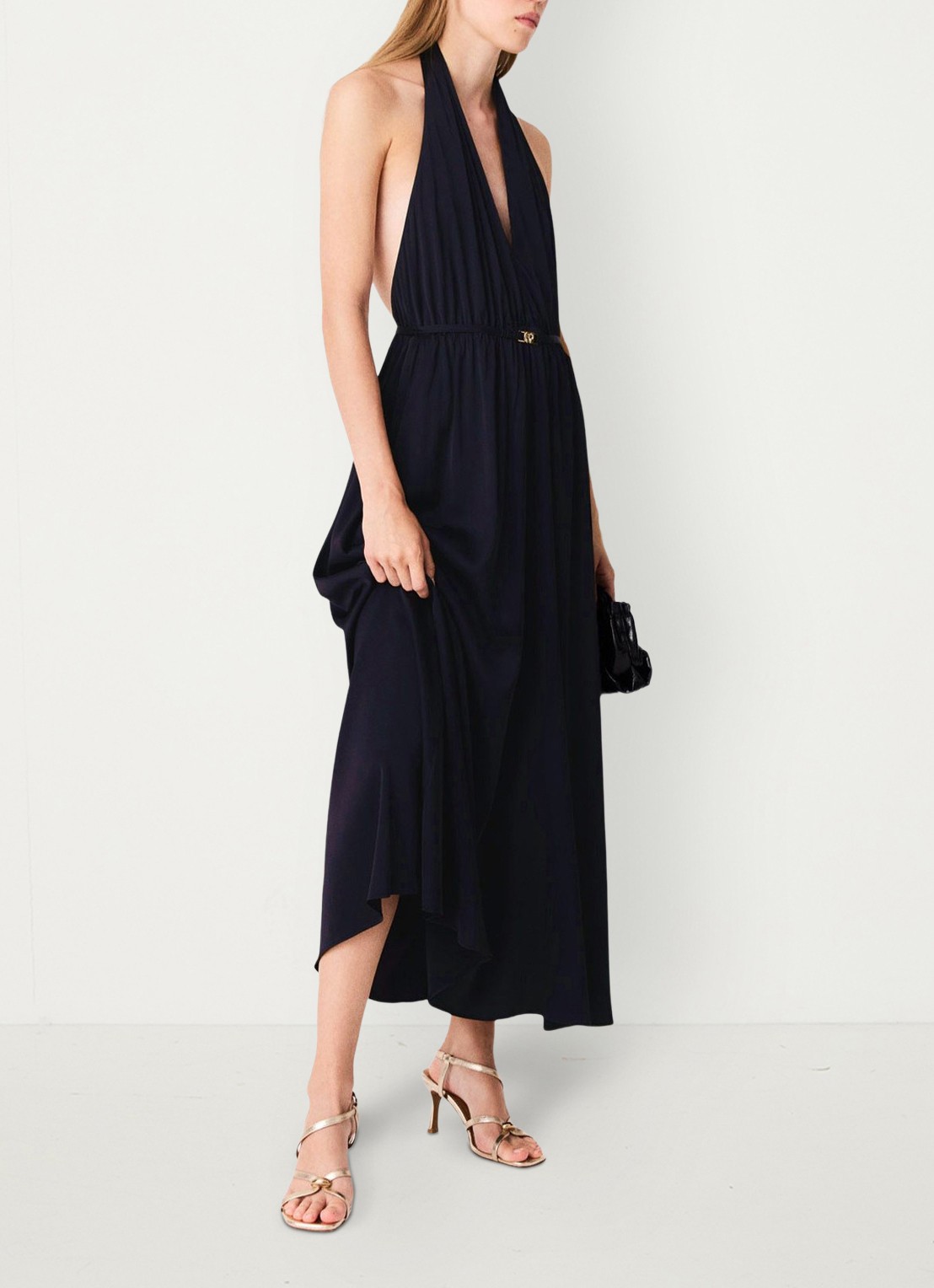 Maje Maxi halter jurk - detail 2 zwart