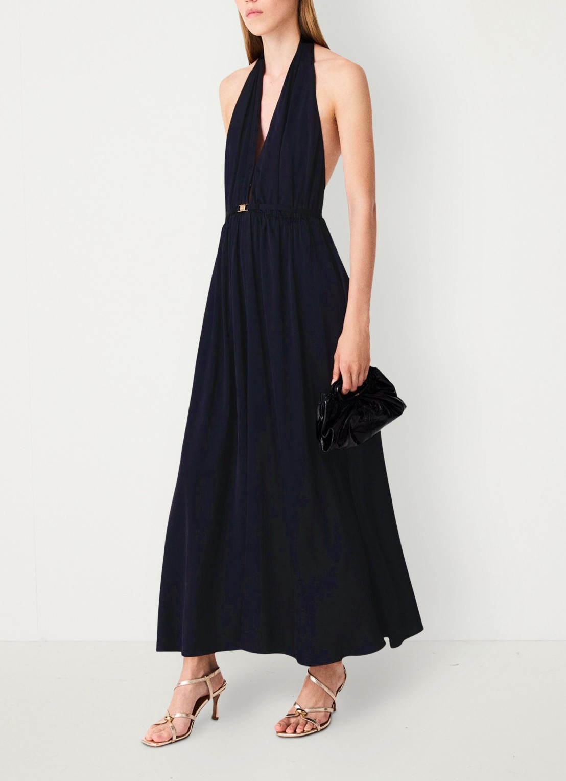 Maje Maxi halter jurk - detail 3 zwart