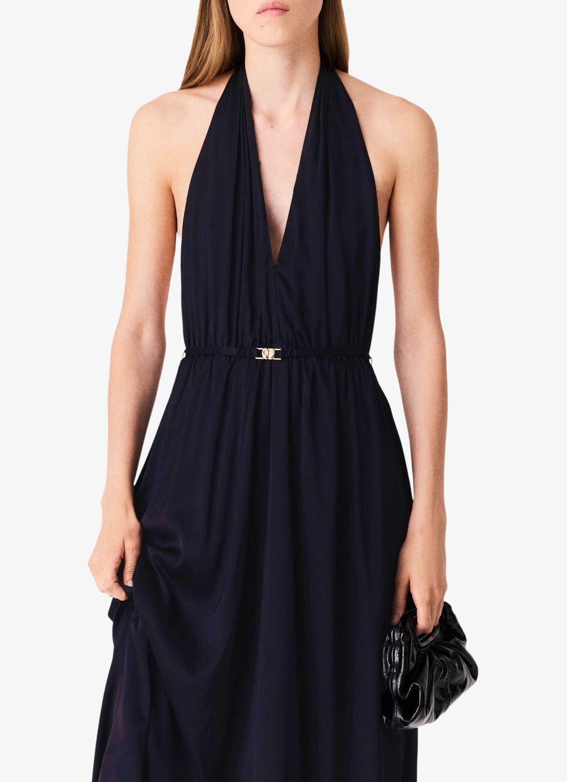 Maje Maxi halter jurk - detail 4 zwart