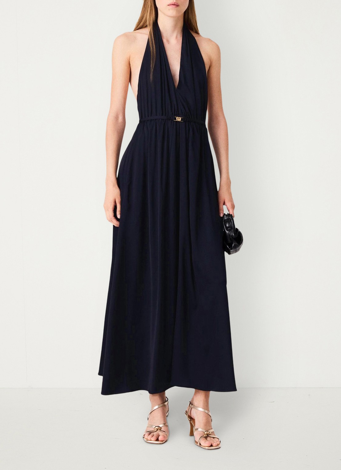 Maje Maxi halter jurk - voorkant 8 zwart