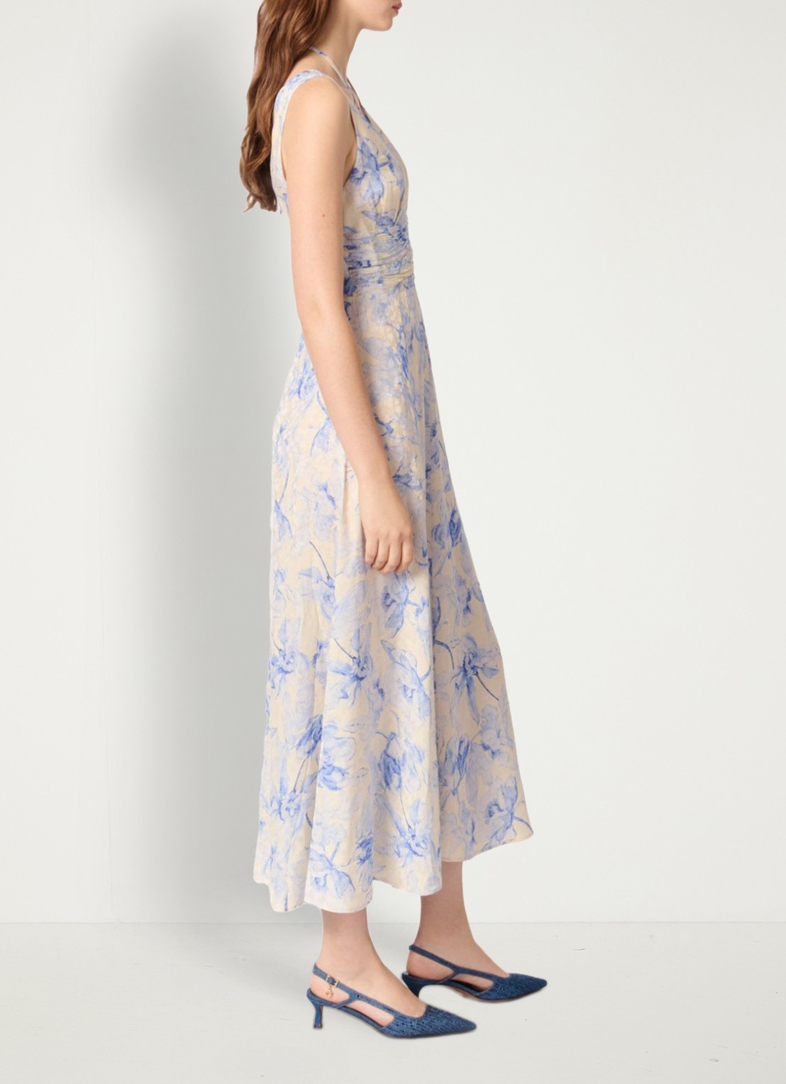 Maje Maxi jurk met bloemenprint - detail 5 blauw