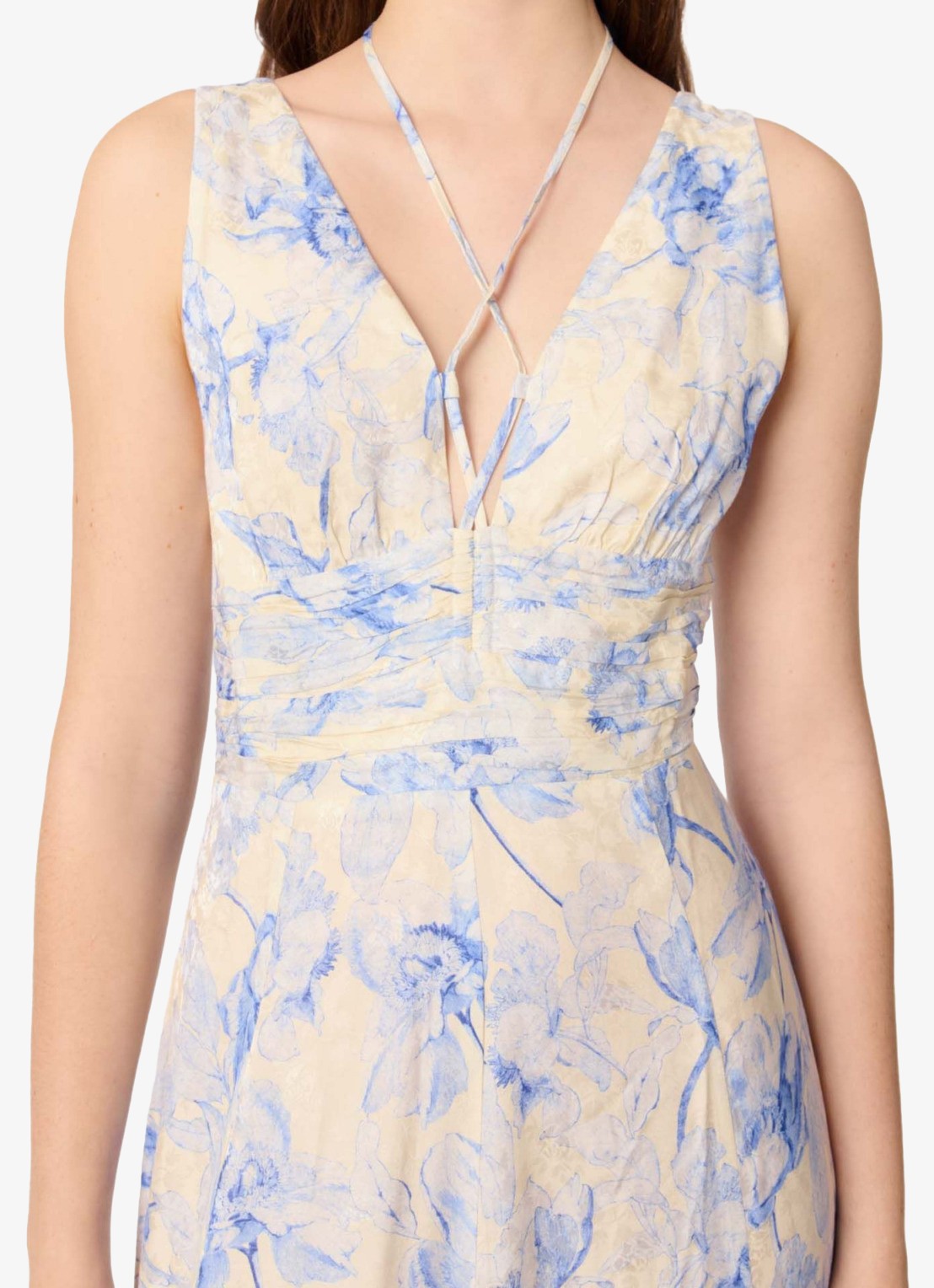 Maje Maxi jurk met bloemenprint - detail 7 blauw