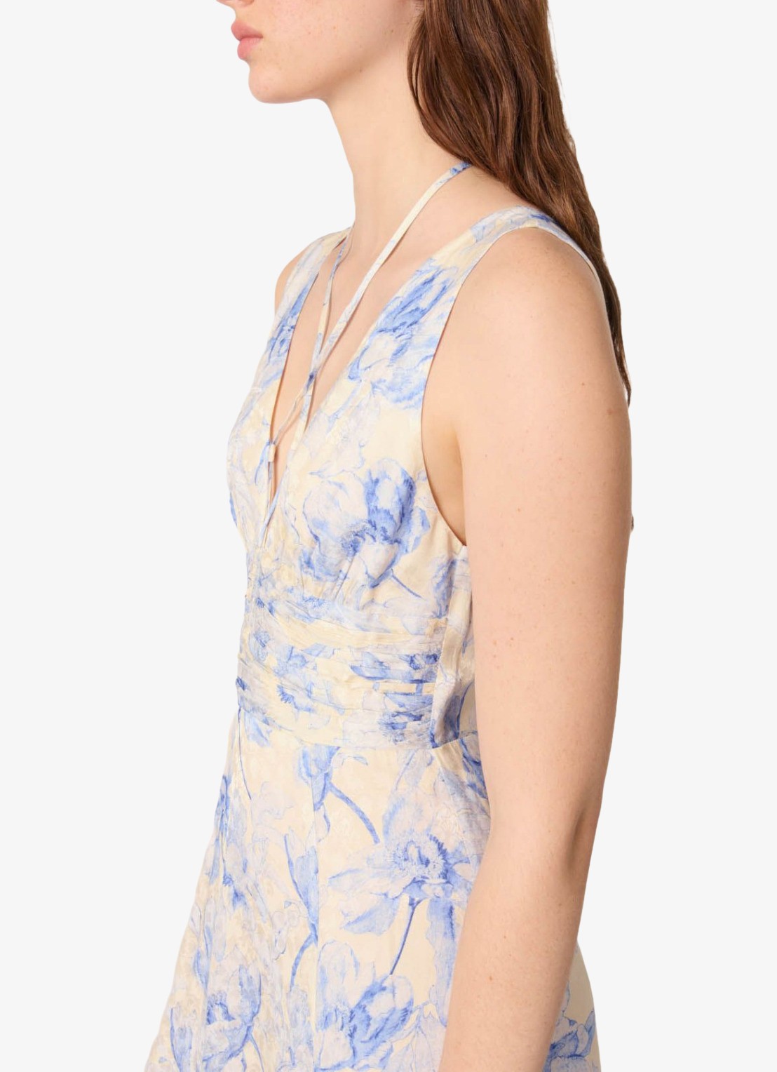 Maje Maxi jurk met bloemenprint - detail 8 blauw