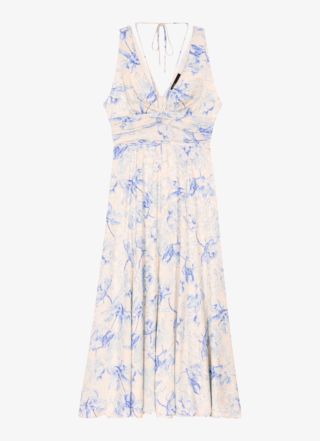 Maje Maxi jurk met bloemenprint - voorkant 2 blauw