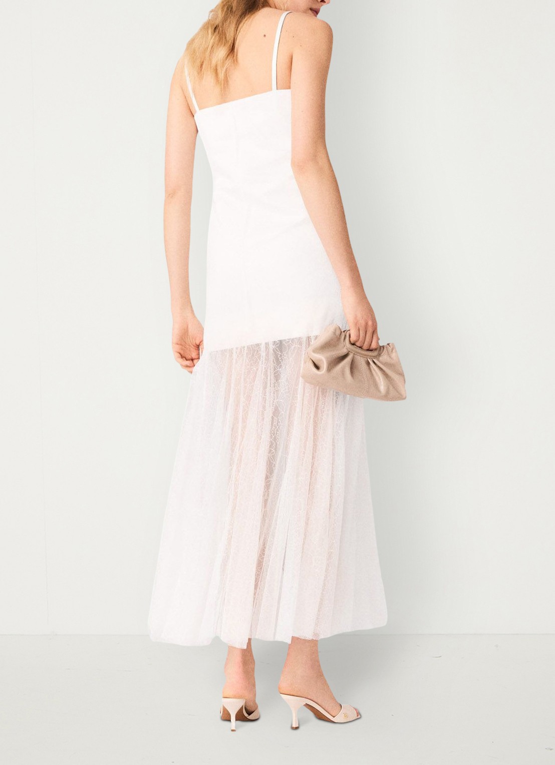 Maje Maxi jurk met mesh detail - achterkant 7 wit