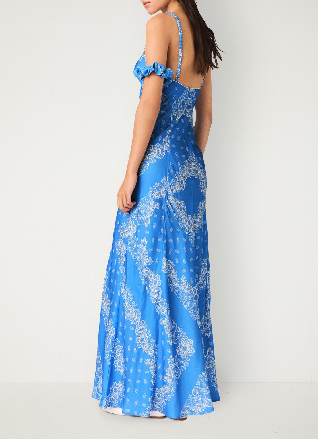 Maje Maxi jurk met paisley print - achterkant 8 blauw