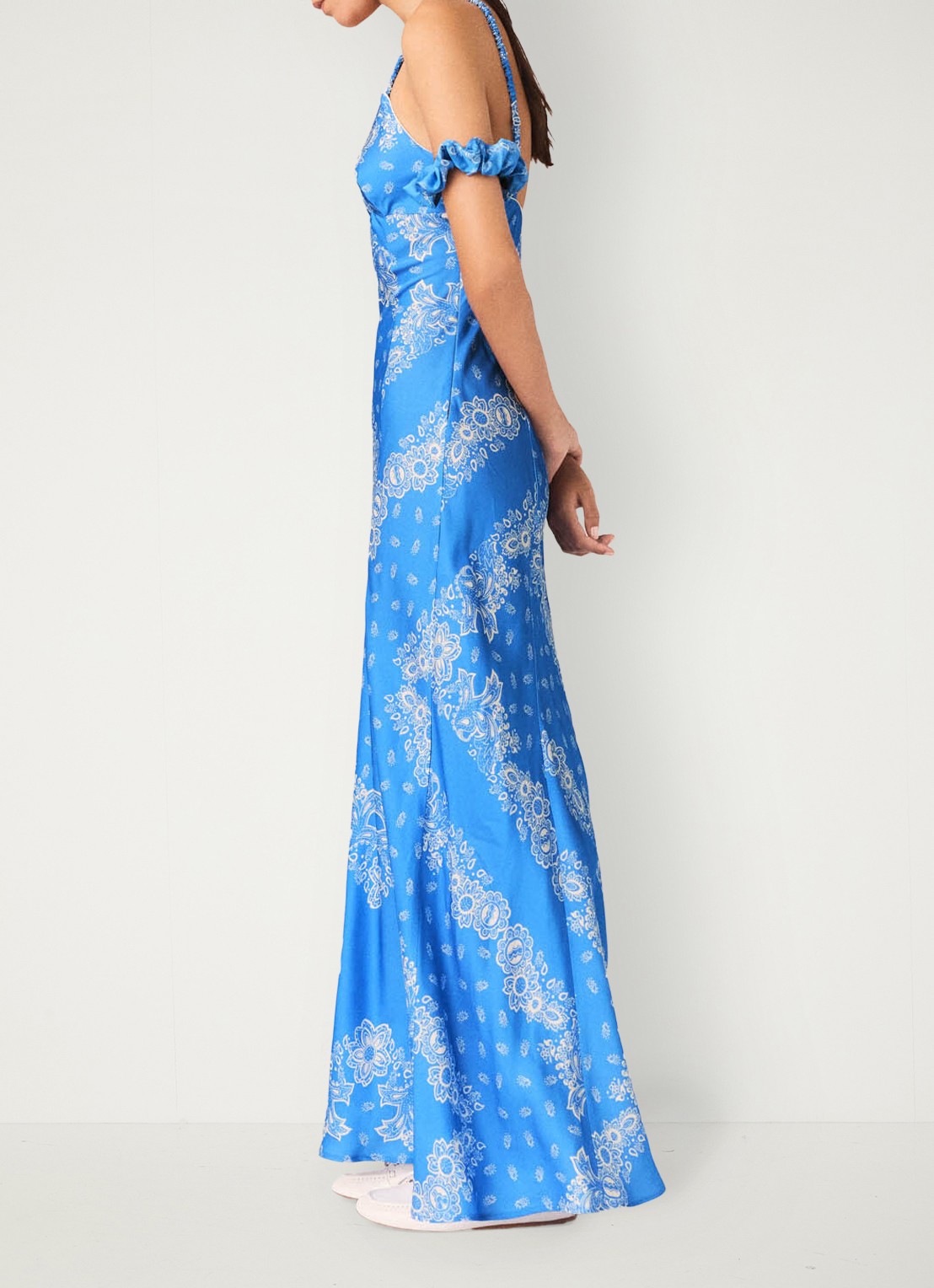 Maje Maxi jurk met paisley print - detail 3 blauw