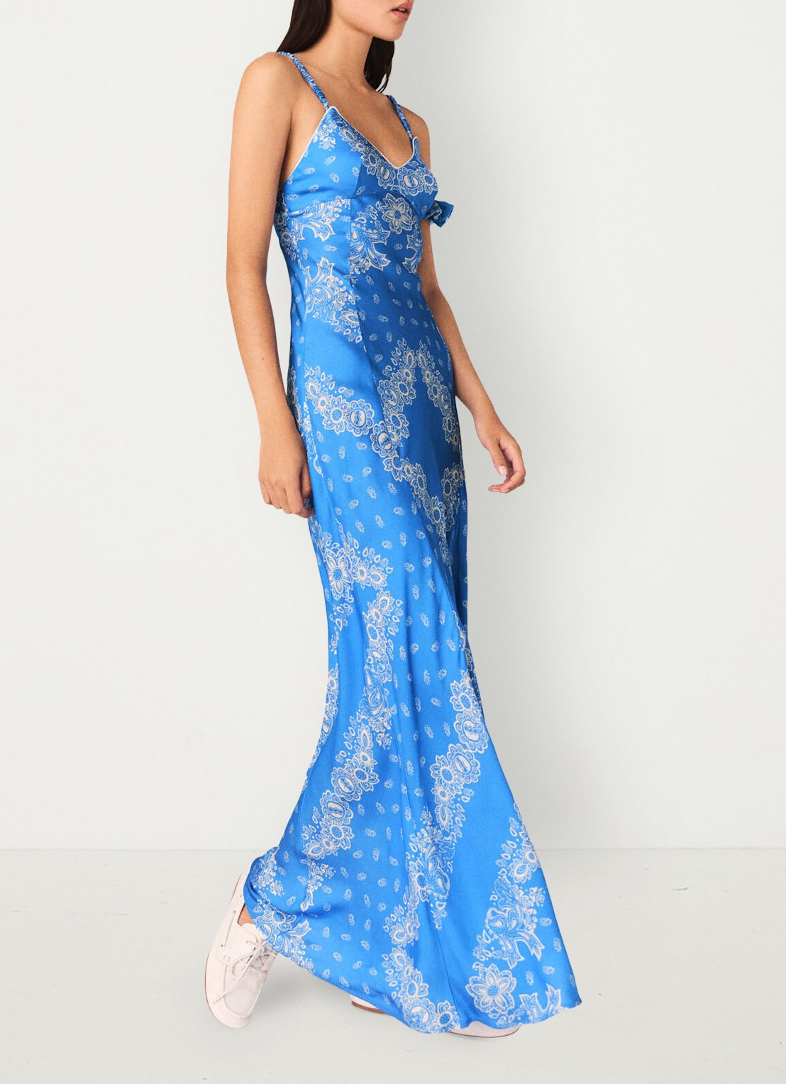 Maje Maxi jurk met paisley print - detail 5 blauw