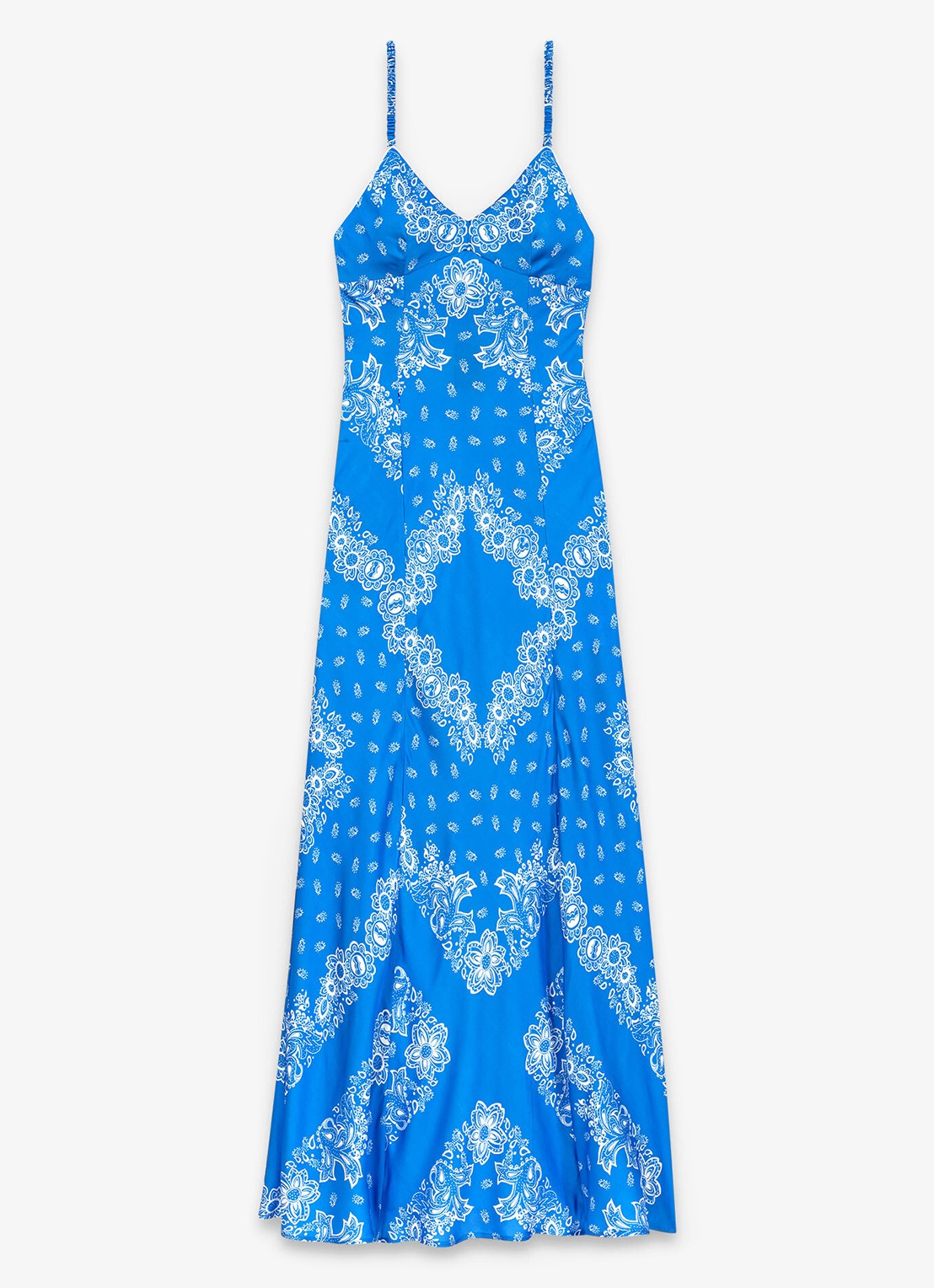 Maje Maxi jurk met paisley print - voorkant blauw