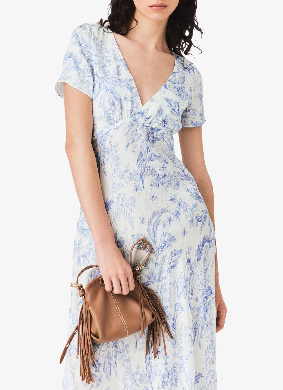 Maje Maxi jurk met V-hals en print - detail 2 blauw