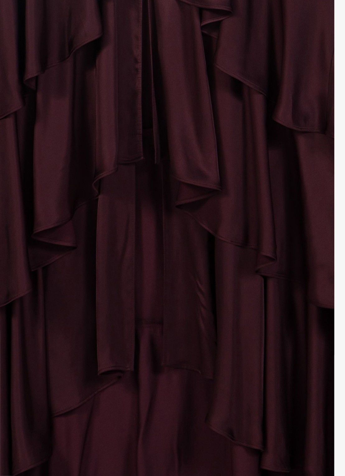 Maje Maxi jurk met volant en ballonmouw - detail 2 bordeauxrood