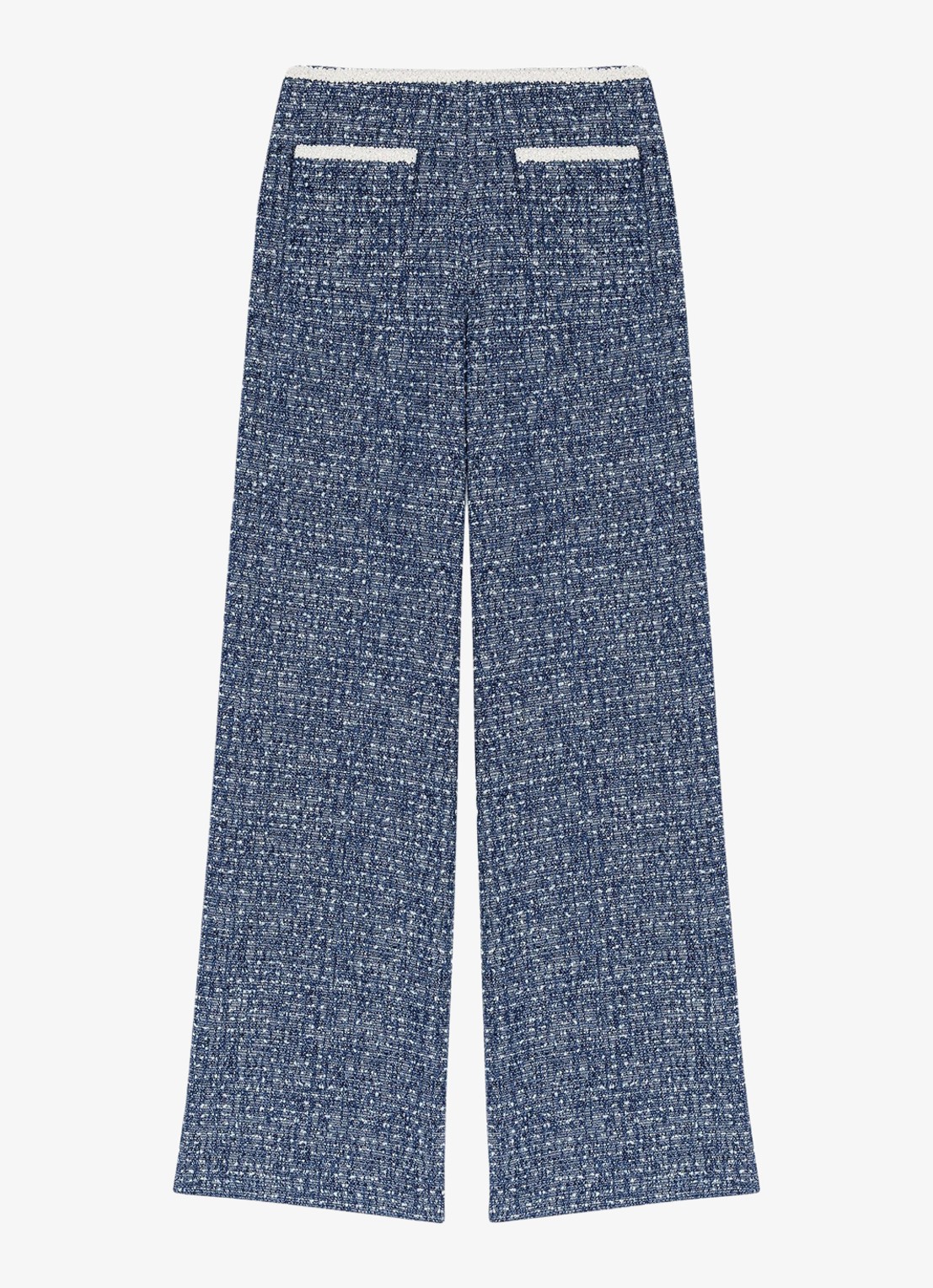 Maje Mid waist straight fit broek met tweed-look - voorkant 5 donkerblauw