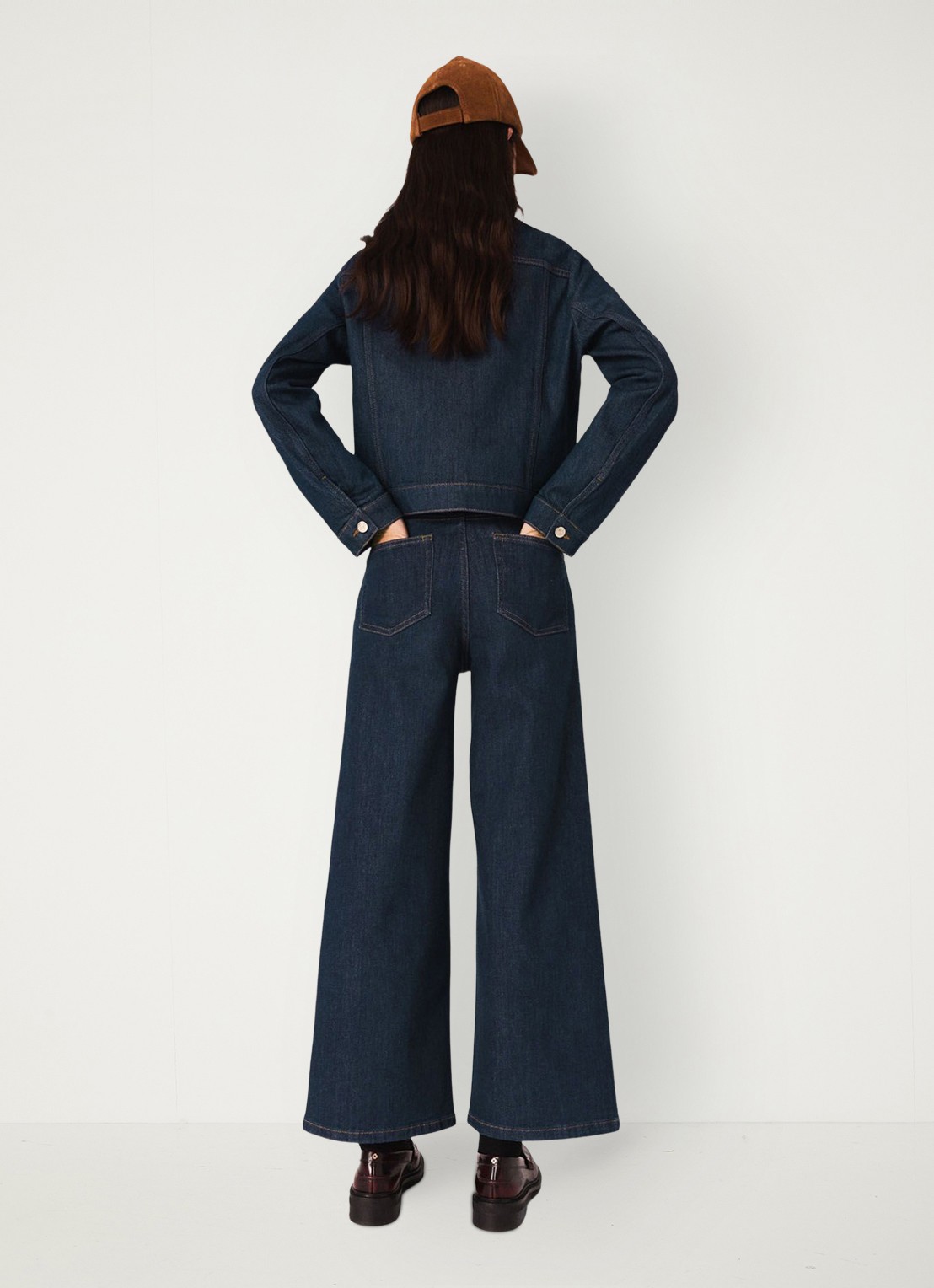 Maje Mid waist wide-leg jeans met opgestikte zakken - achterkant 5 indigo