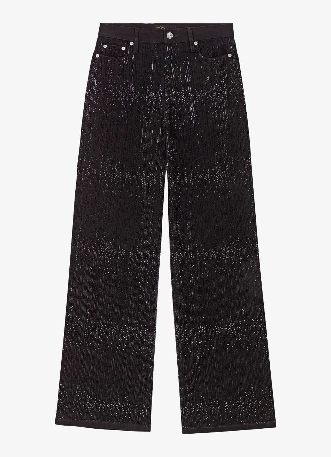 Maje Mid waist wide leg jeans met strass - voorkant 4 jeans