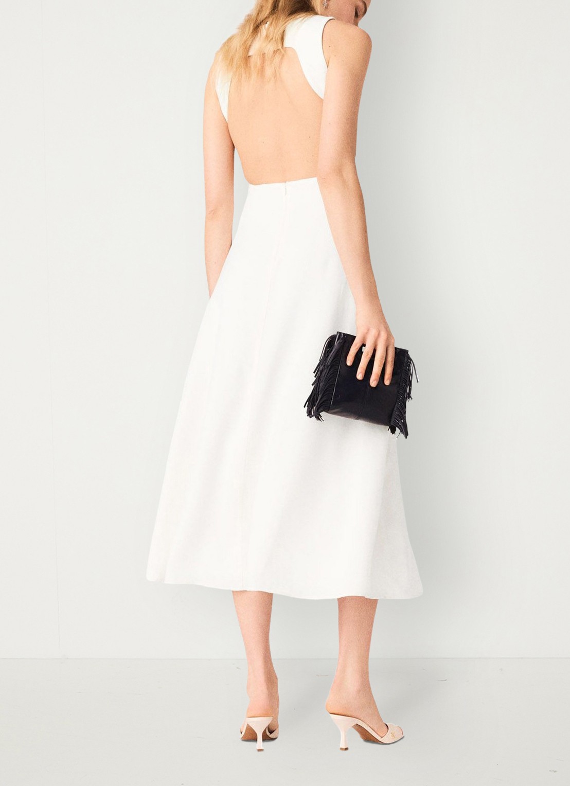 Maje Midi jurk met cut out detail - achterkant wit