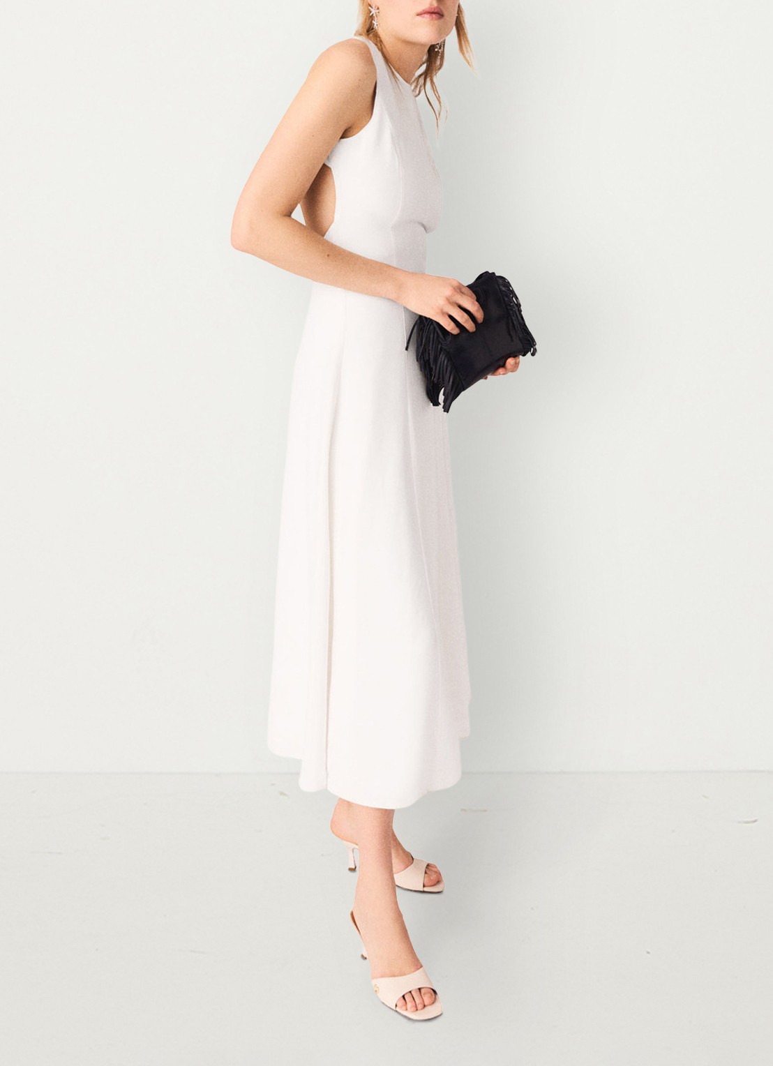 Maje Midi jurk met cut out detail - detail 5 wit