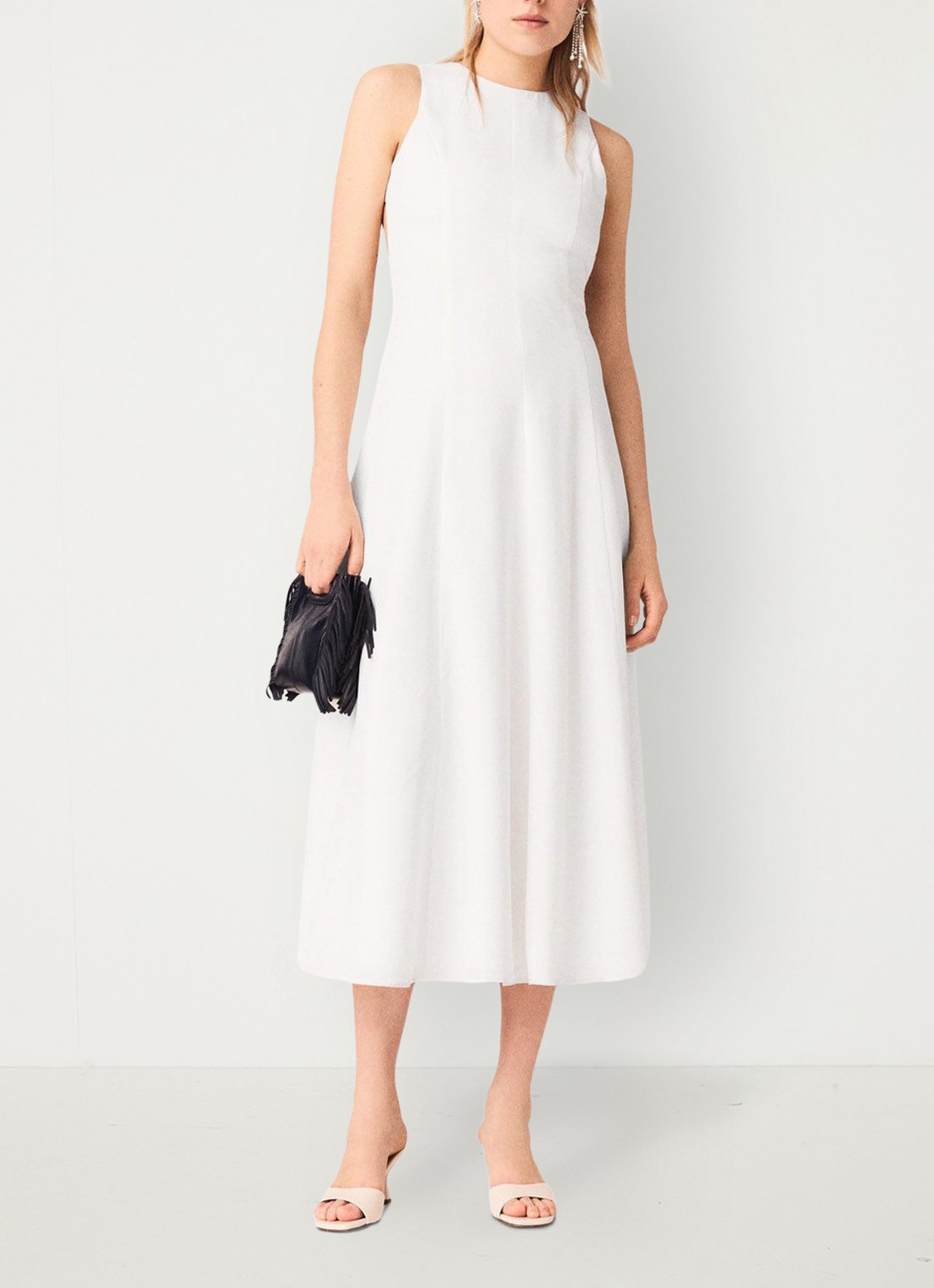 Maje Midi jurk met cut out detail - voorkant 3 wit