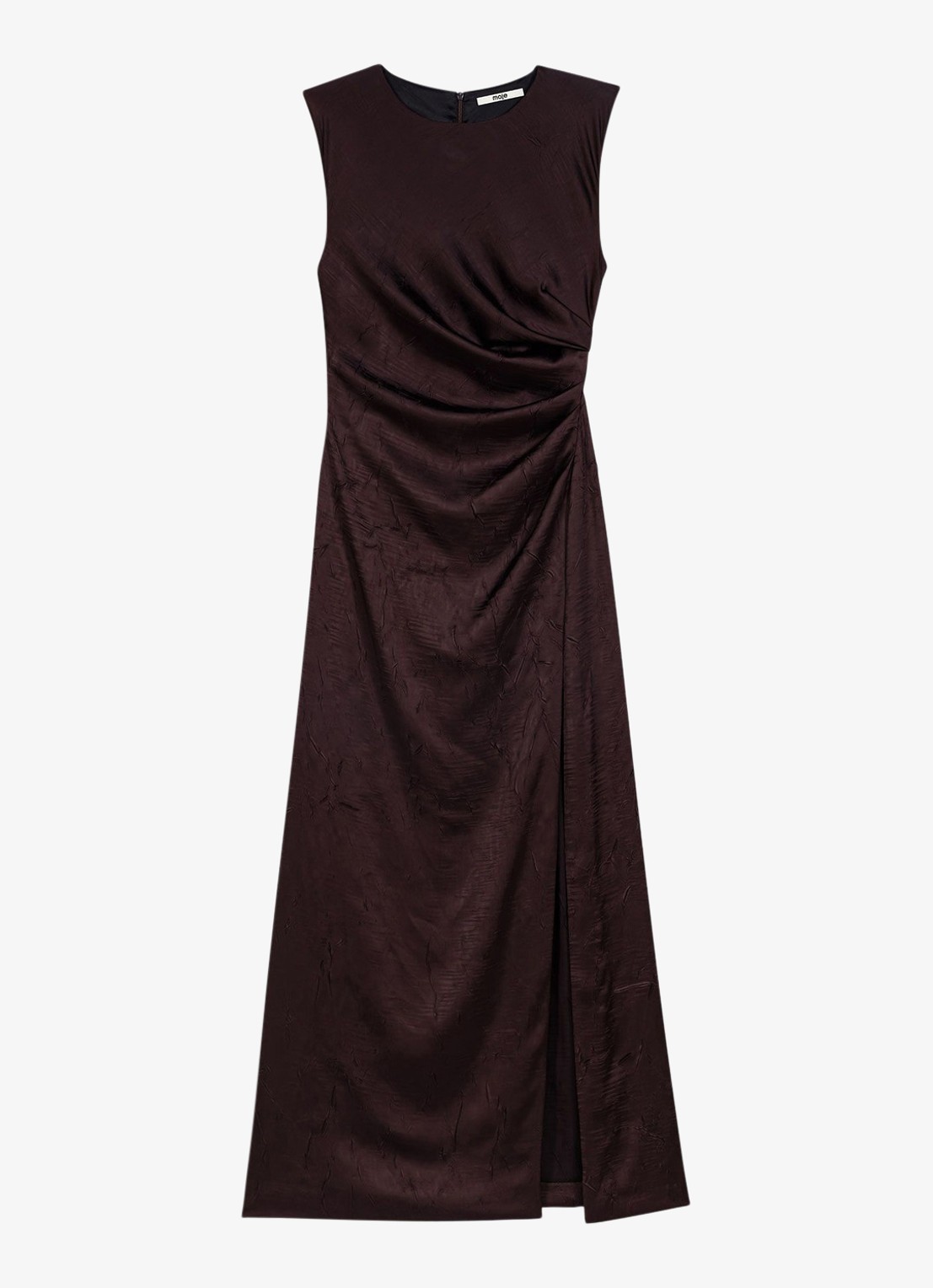 Maje Midi jurk met gedrapeerd detail - voorkant brown / bruin