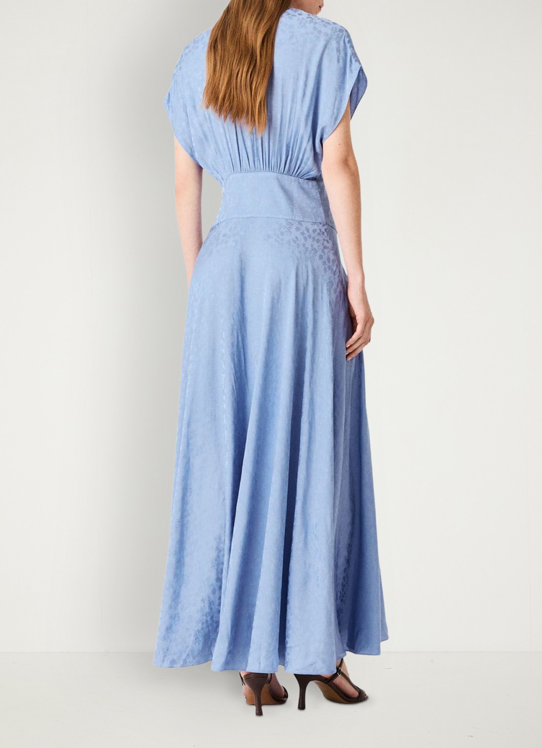 Maje Midi jurk met jacquarddessin - achterkant 6 light blue / lichtblauw