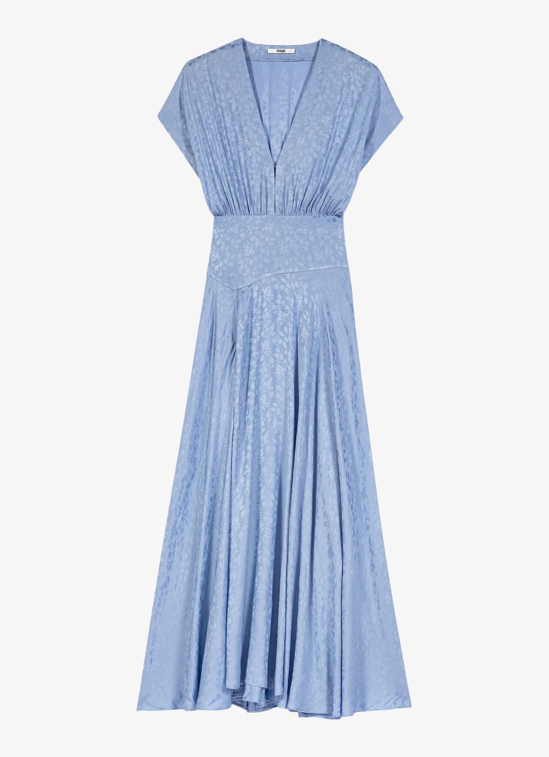 Maje Midi jurk met jacquarddessin - voorkant 7 light blue / lichtblauw