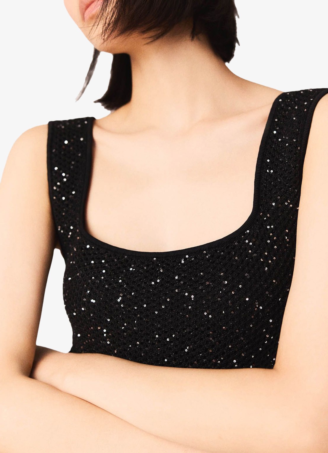Maje Midi jurk met pailletten - detail 6 zwart