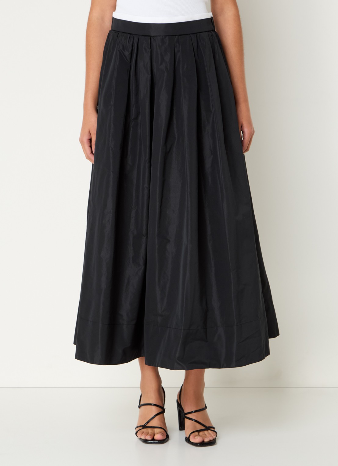 Maje Midi rok met plooidetail - detail 4 zwart