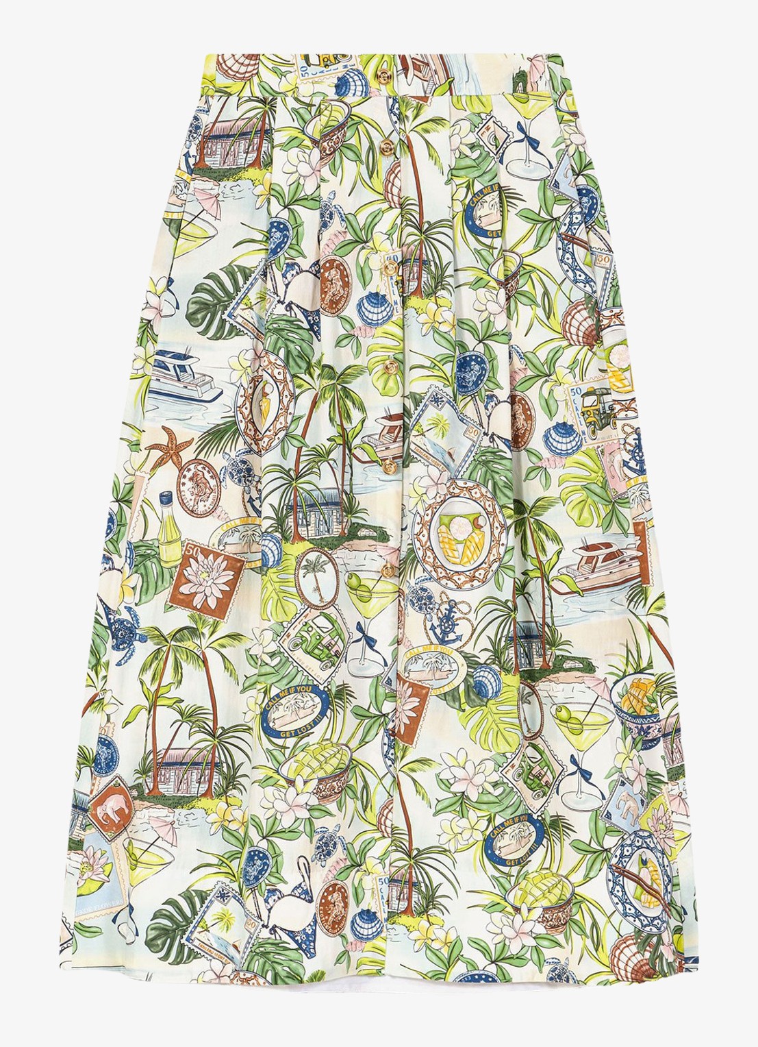 Maje Midi rok met print en steekzakken - voorkant 5 groen