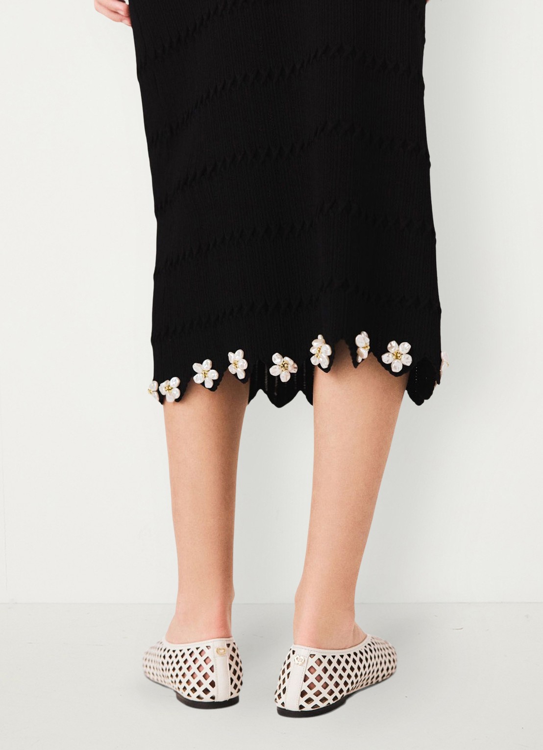Maje Midi rok met sierknopen - detail 7 zwart