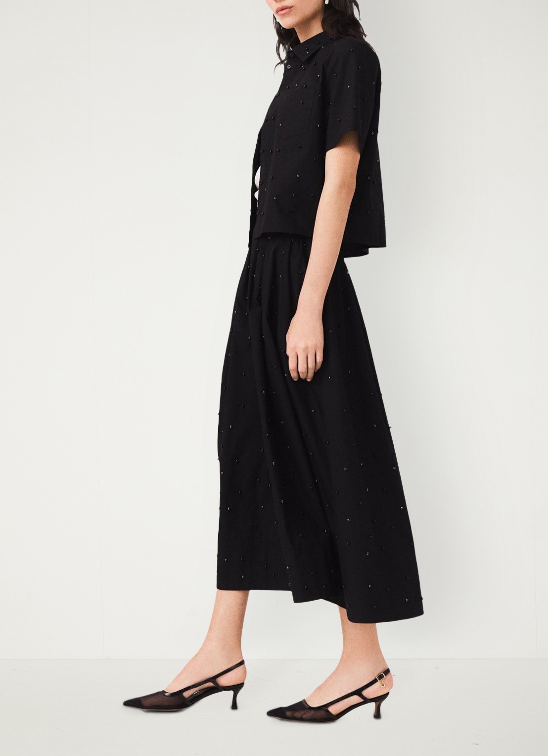 Maje Midi rok met strass en steekzakken - detail 5 zwart