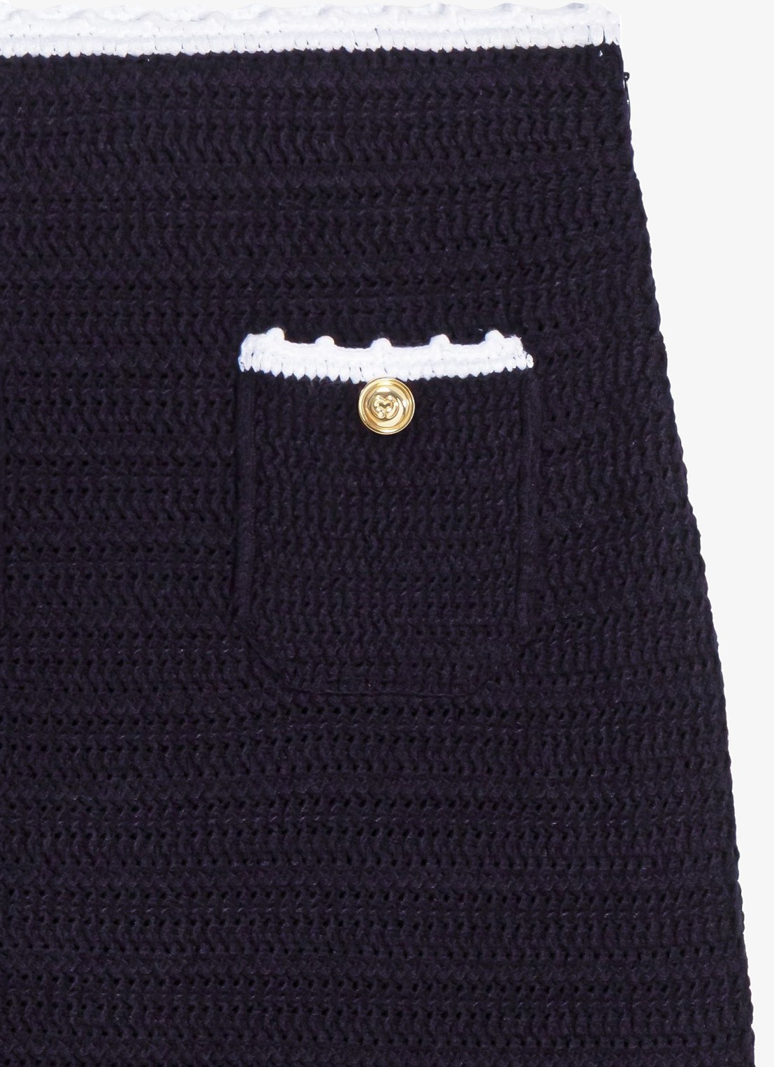Maje Midi rok van crochet - detail 8 donkerblauw