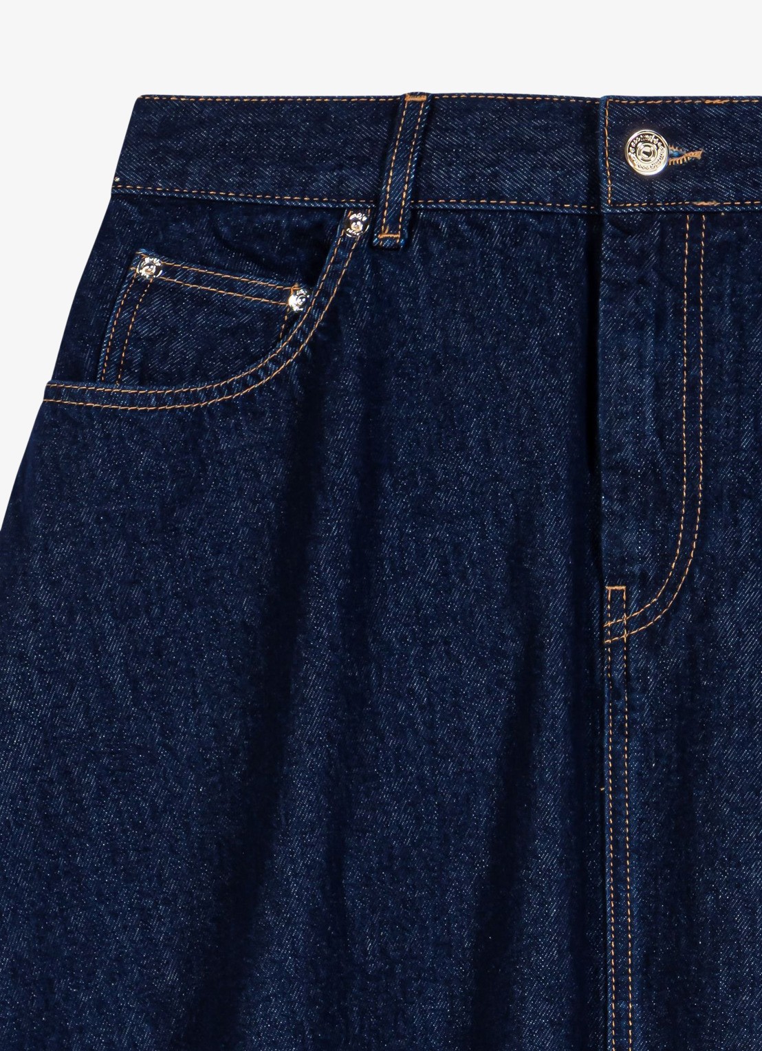 Maje Midi rok van denim - detail 4 donkerblauw