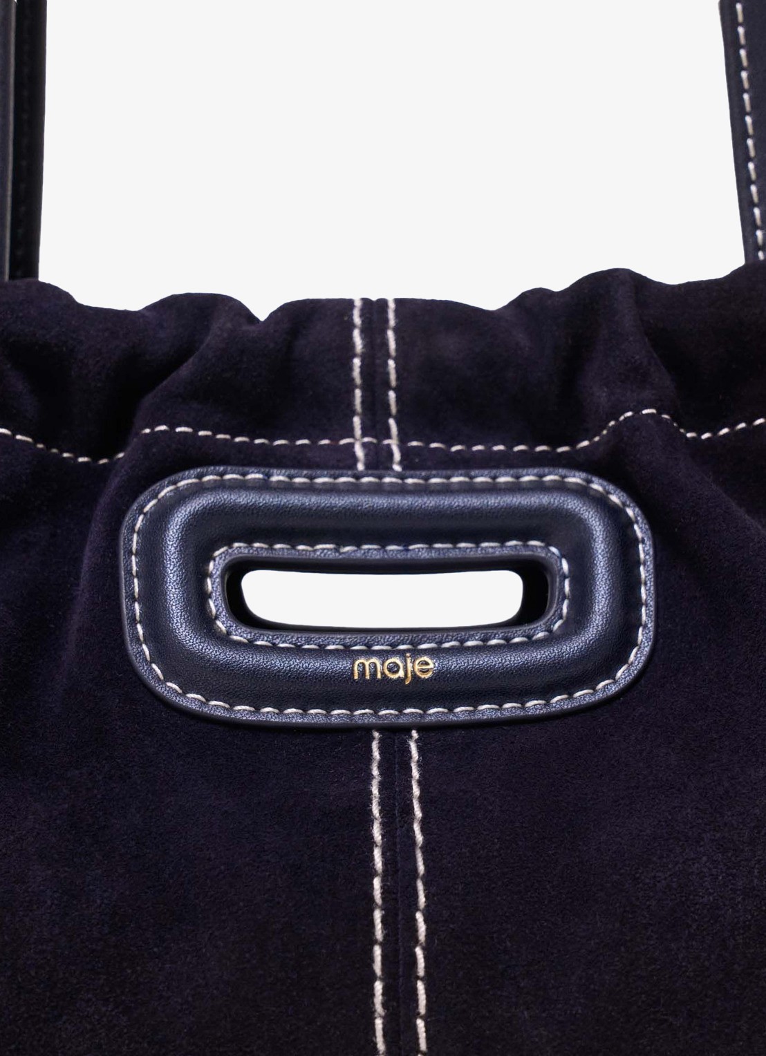 Maje Milpli Gazette tas van getikte suède - detail 2 marineblauw