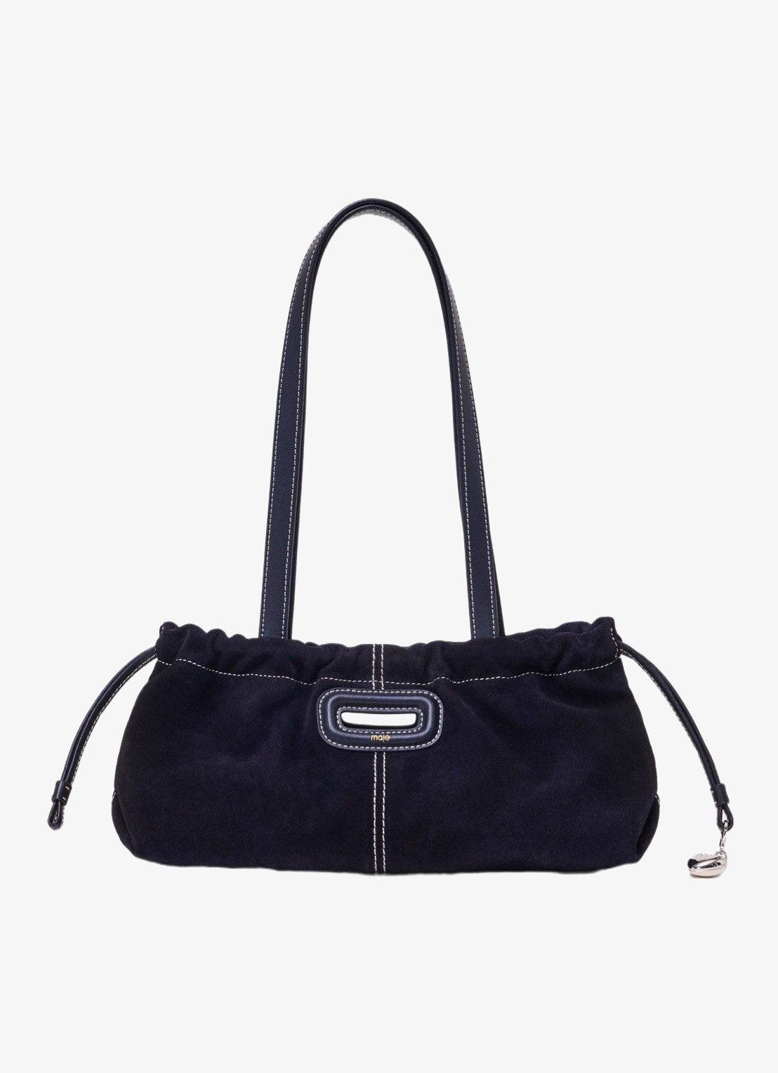 Maje Milpli Gazette tas van getikte suède - voorkant 6 marineblauw
