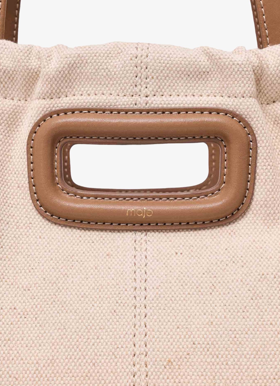Maje Milpli tote bag van canvas en leer - detail 4 moca / wit