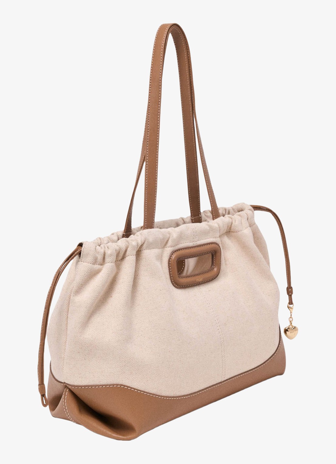 Maje Milpli tote bag van canvas en leer - detail 6 moca / wit
