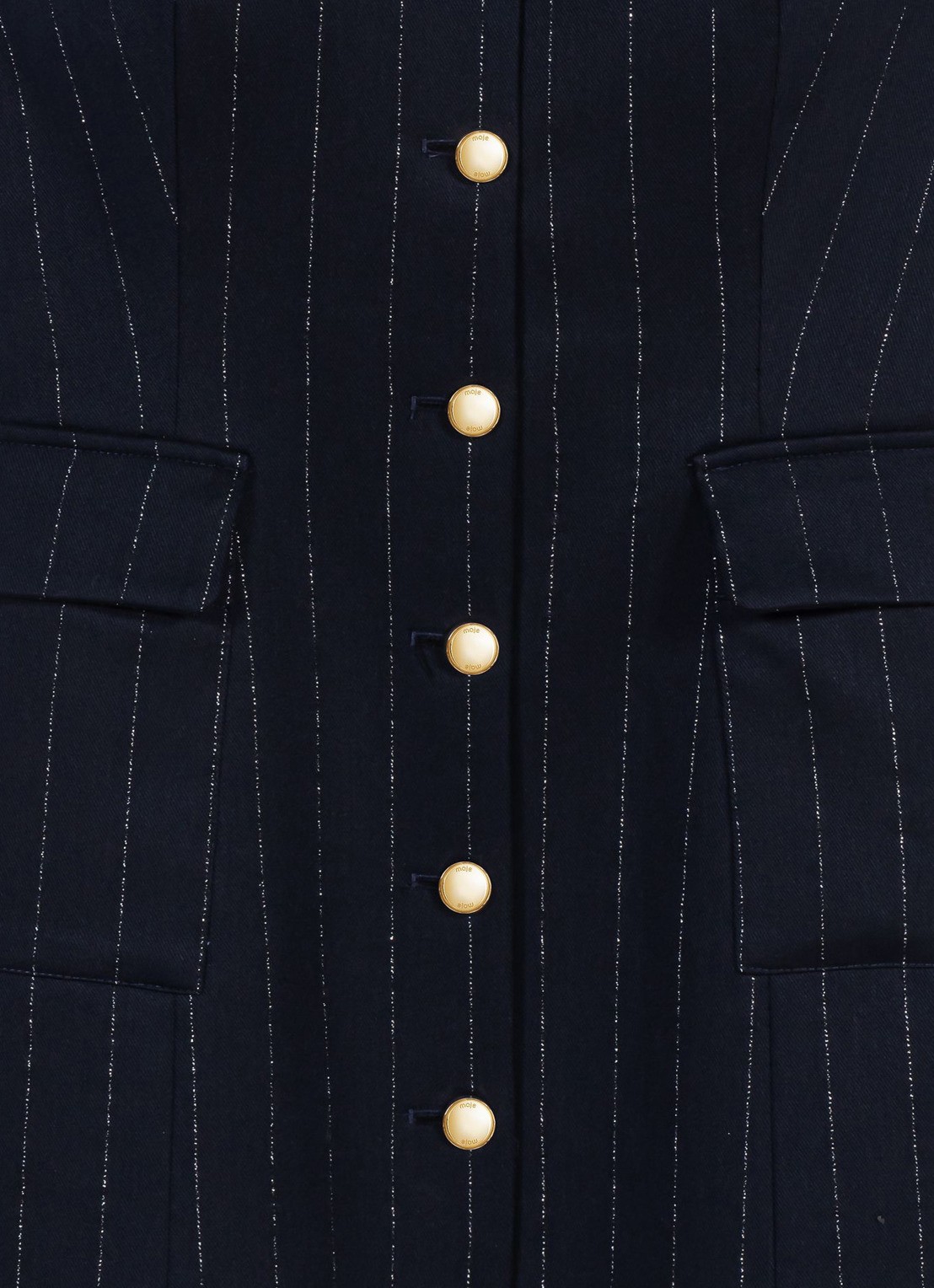 Maje Mini blazerjurk in wolblend met lurex en opgestikte zakken - detail 8 donkerblauw