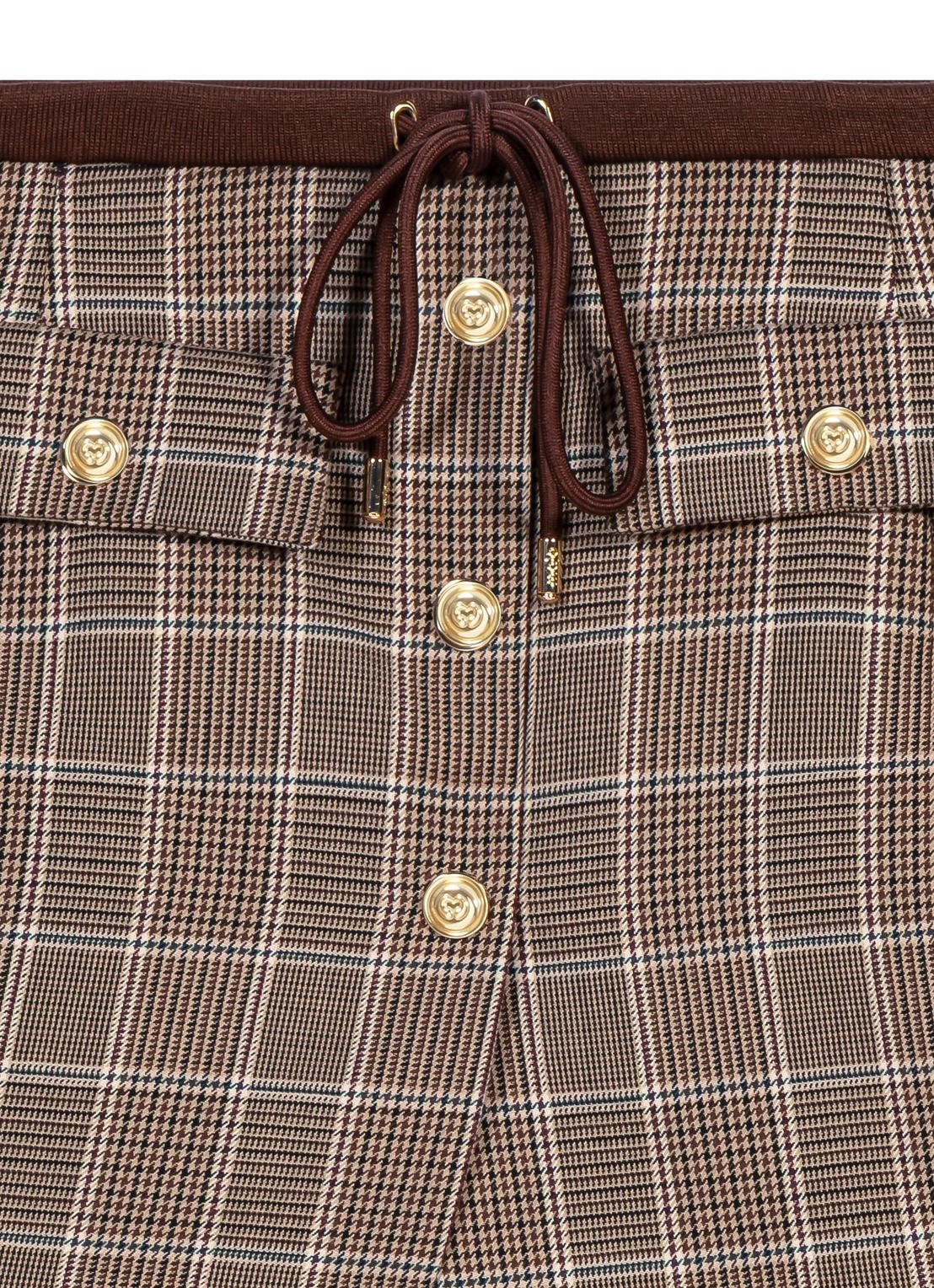Maje Mini broekrok in wolblend met ruitdessin - detail 8 bruin