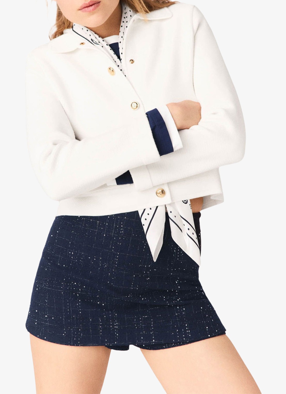 Maje Mini broekrok met strass - detail 7 donkerblauw