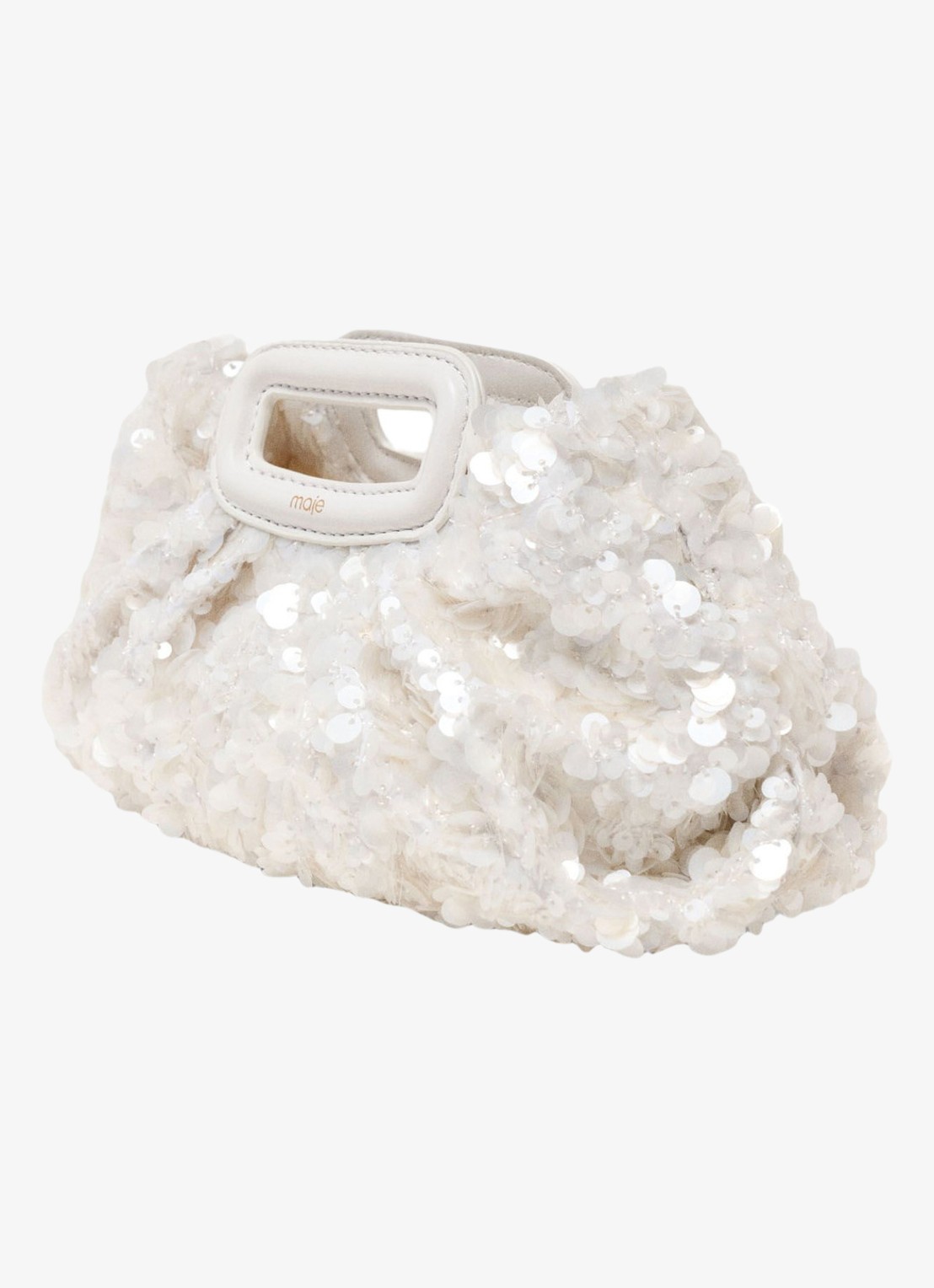 Maje Mini clutch met pailletten  - detail wit
